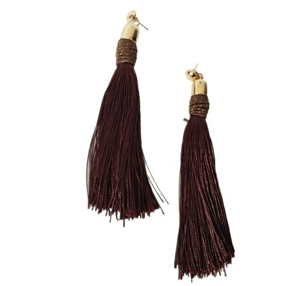 Fashion Jewelry Brown Gold Dangle Tassel Earrings - Picture 6 of 7